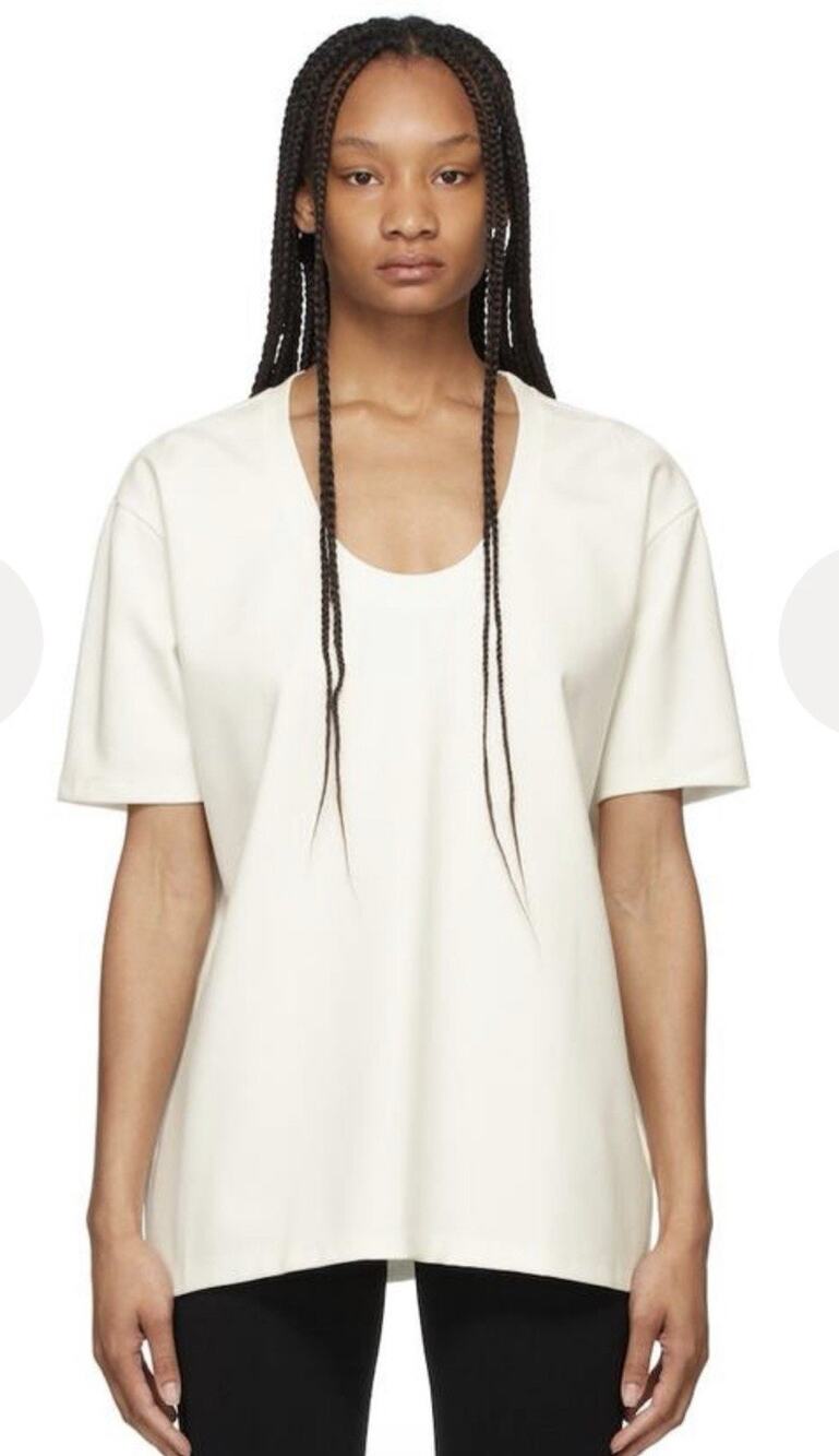 TOTEME Heavy Oversized White Short Sleeves Scoop Neck XS Quite Luxury Ponte T25